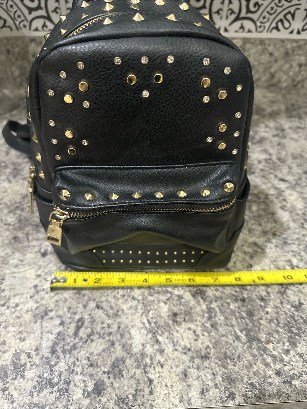 Bebe Black Mini Studded Backpack - Fashion Women's Bag Purse - Picture 9 of 11